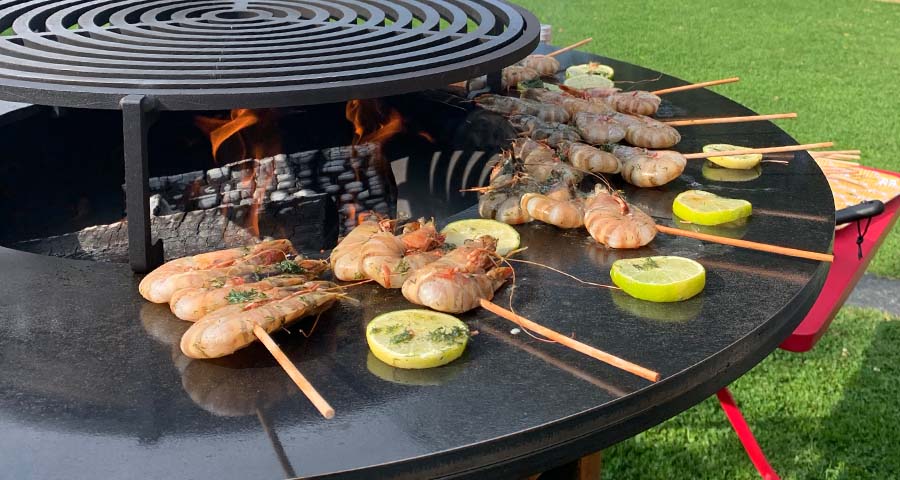 Poissons et fruits de mer au brasero